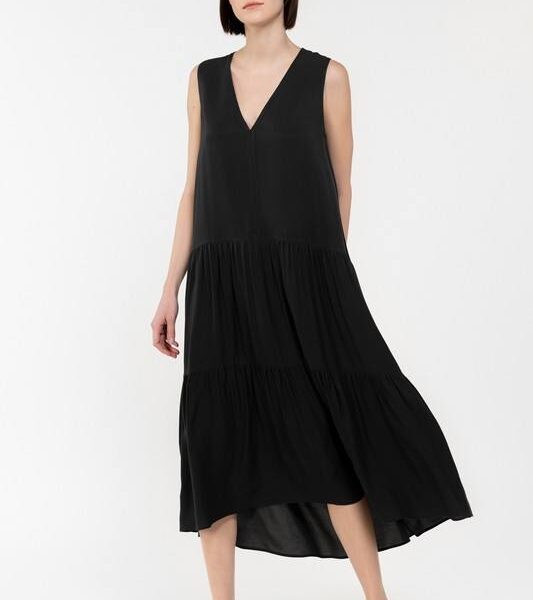 TWILL CREPE "V" NECK DRESS